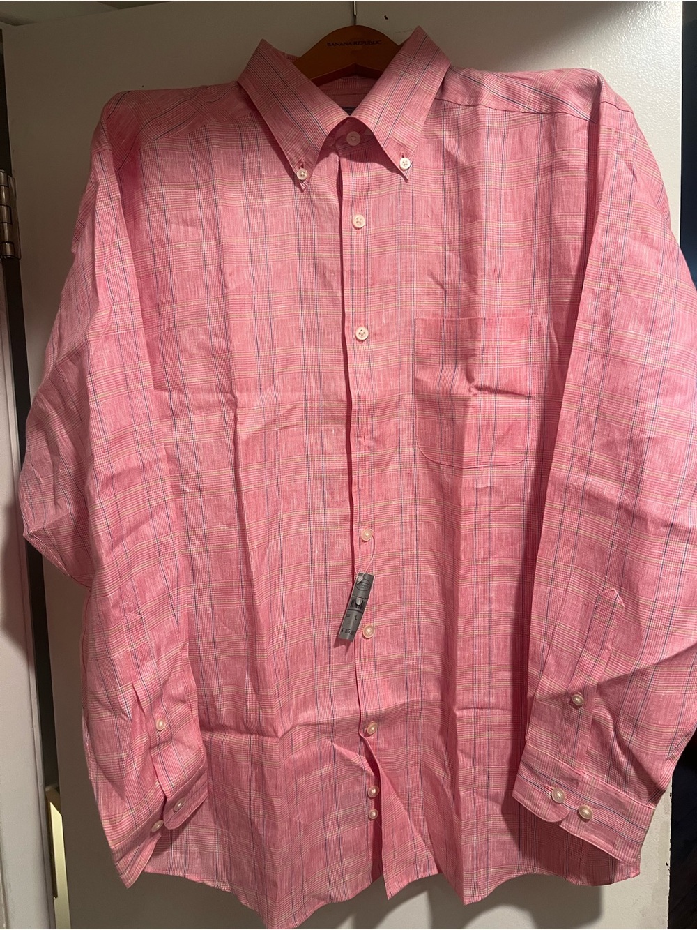 Talbot Irish Linen Men's Pink Button-Down Dress Shirt Large